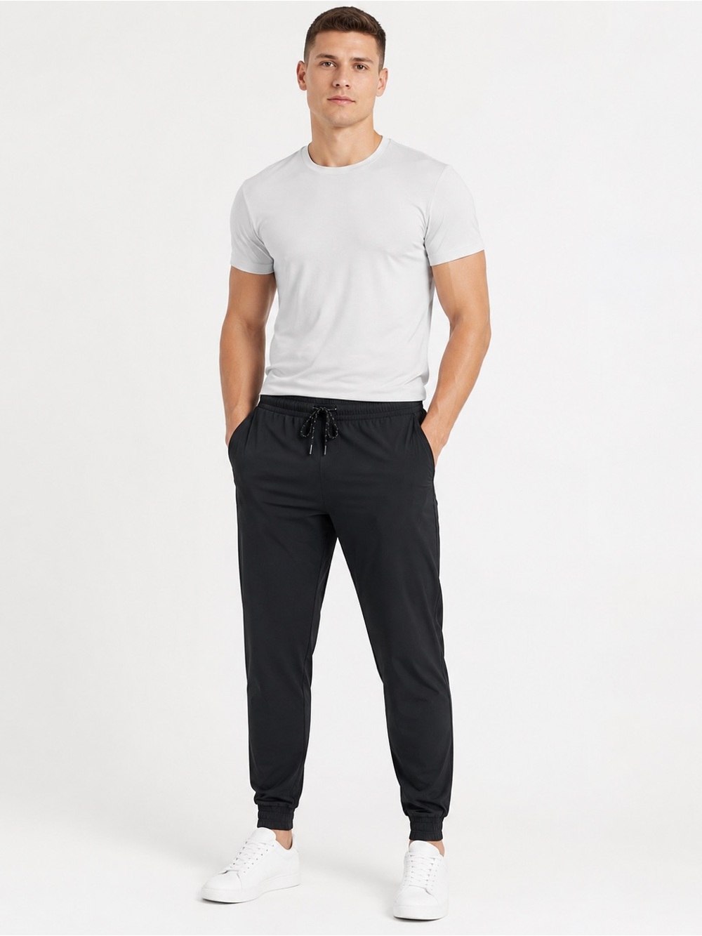 90 Degree 01.Algo Men’s Black Performance Joggers Medium Athleisure Pants